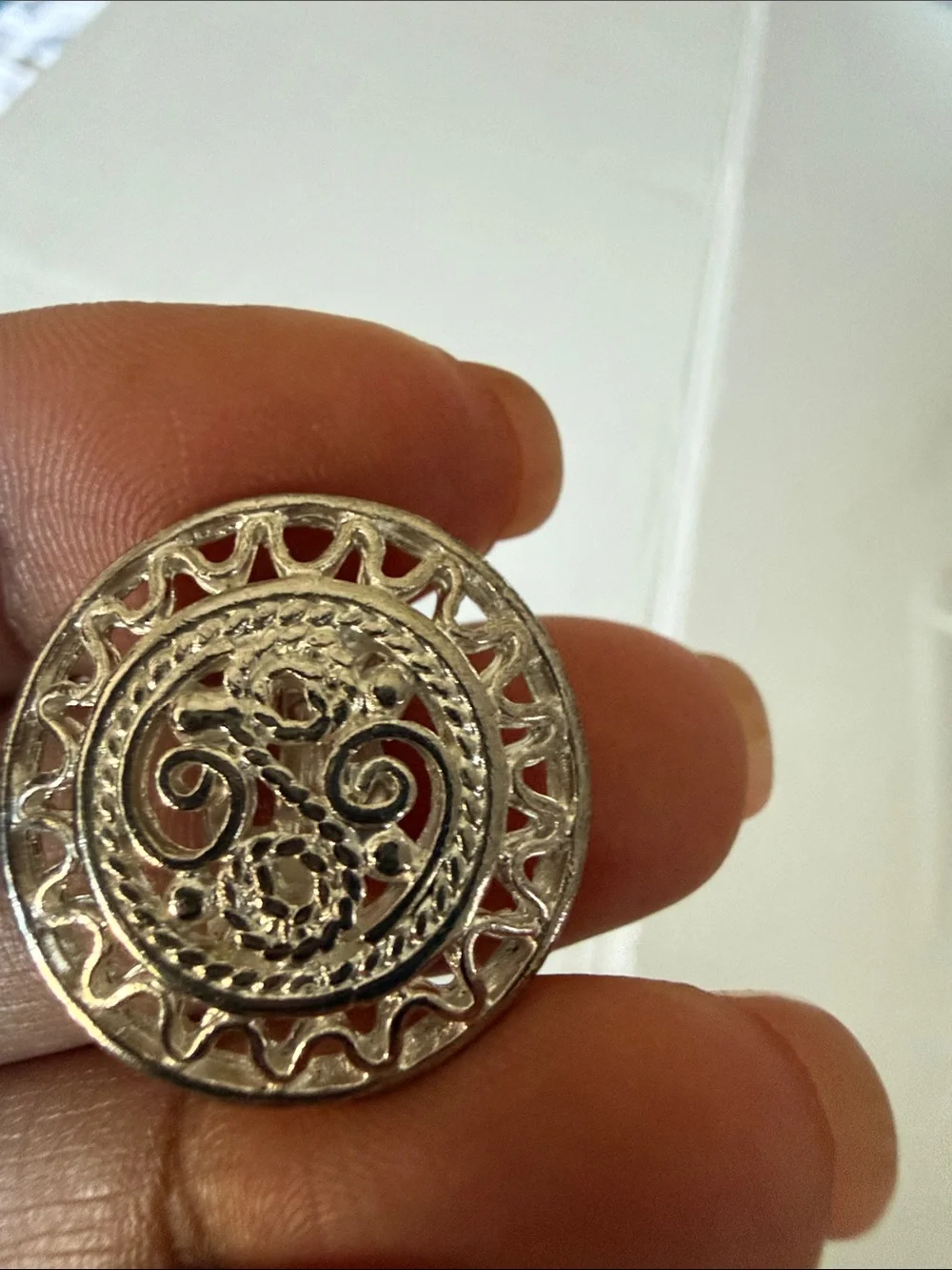 Vintage-Inspired Silver Round Button Earrings - Ornate Filigree